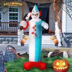 Alupssuc 8 Ft Giant Halloween Inflatables Decorations Outdoor Scary Clown Hold Axe Blow Up Build-in LED Lights, Inflatable Halloween Outdoor Yard Decors for Garden Lawn Home Holiday Party Outside