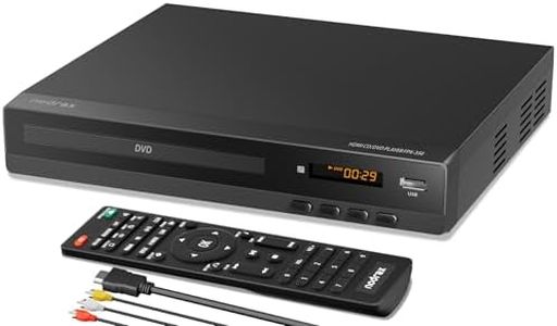 FlexaPlay Region-Free HDMI DVD Player for TV – 1080p Upscaling, USB Port, DVD/CD/MP3 Multi-Format Playback – Ultra-Compact Mini Design, Includes HDMI/RCA Cables, Remote Control