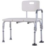 HOMCOM 6-Level Adjustable Bath and Shower Transfer Bench Aluminum Chair with Non-Slip Feet, Armrest & Backrest, White