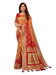 MANOHARI Women's Woven Silk Blend Saree With Un-stitched Blouse (MN868_Yellow)