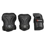 SkateHut Basic Black Grey Triple Pad Set Bundle - Knee Pads, Elbow Pads and Wrist Guards Ideal Skate Board and Scooter Protection for Kids and Beginners