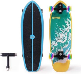 Nattork Complete Skateboards 29" x 9" Kids Unisex Youth Skateboard Cruiser Skateboards for Beginners Double Kick Deck Concave Girls Skateboard with Maple Wood (Seal Tide)