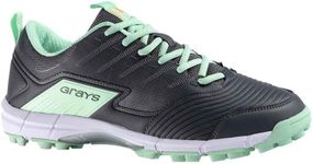 GRAYS Flash 3.0 Junior Hockey Shoe - Charcoal/Mint - New for 2023/24 (UK_Footwear_Size_System, Big_Kid, Women, Numeric, Medium, Numeric_4)