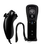 Wii Remote Controller,Wii Controller With Nunchuck Compatible with Wii/Wii U Console (Black)
