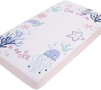 NoJo Mermaid Lagoon Pink, Blue, and White Come with me to The Sea 100% Cotton Photo Op Fitted Crib Sheet