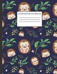 Composition Notebook: Cute Little Hedgehogs and Leaves College Ruled Notebook for Writing Notes... for Girls, Kids, School, Students and Teachers (Hedgehog Gifts)