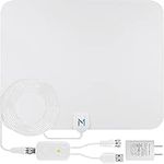 [Early Release 2023 Chip] HDTV Indoor Antenna (White) Long Range 530 km Signal Reception; Hi-Power Amplified Antenna + 5 m Coax Cable; Supports All HD Digital TV Formats by Mata1