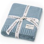 Bleu La La Organic Cotton Knit Receiving Blanket for Boys - 100% Luxury Soft Organic Cotton - Warm Cozy Swaddle Cuddle Stroller Crib Blanket for Newborns, Infants & Toddlers (0-2Yrs - Sky Blue)