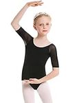 Ballet Bodysuit Ballet Outfits for Girls Ballet Leotard Dance Leotards Short Sleeve Toddler Gymnastics Leotard Bow Back Black