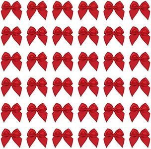 200pcs Mini Satin Ribbon Bows Flowers Red Craft Satin Ribbon Bows 1 Inch Pre-Tied Ribbon Satin Bows Small Christmas Satin Ribbon Bows for DIY Crafts Gift Wedding Party Sewing Scrapbooking(Red)