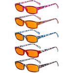 Eyekepper 5 Pack Computer Glasses Digital Eye Strain Prevention Blue Light Filter Reading Glasses Orange Tinted +0.00