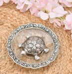 perpetual Silver Tortise for Good Luck for Home - Vastu Purpose for Home Turtle/Kachua Plate is Auspicious, Showpiece for Decoration Fengshui and Best Gift Items