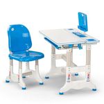 BAYBEE Kids Study Table for Students with Chair, Kids Desk Table with 40° Tiltable Desktop, Height Adjustable, Drawer, Bookshelf & Holders | Reading & Writing Study Table for kids 3 to 12 Years (Blue)