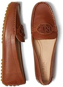 Lauren by Ralph Lauren Women's Brynn Driver Loafer, Deep Saddle Tan, 5.5