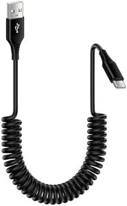 Cable en espiral USB C de carga para teléfono móvil, cable USB A a USB C, cable de carga rápida tipo C, cable de datos Android Auto Cable para Samsung Galaxy Z Flip 6 Z Flip 5 A54 A55 A15 A53 S24 S23
