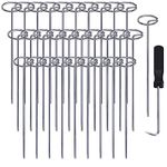 120 Pcs Landscape Staples - 12 Gauge Circle Top Pins - 6 Inch Landscape Pins Garden Stakes with 1 Pc Nail Lifter for Securing Lawn Fabric Weed Barrier