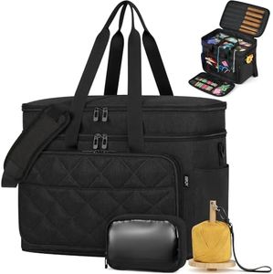 IBFUN 3PCS Crochet Bag with Wrist Yarn Holder, Large Yarn Storage Tote Waterproof Knitting Bag Organizer with Adjustable Strap for Hooks, Needles (Up to 14"), Accessories, Crochet Lovers, Tangle-Free