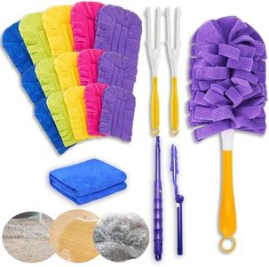 360°Electrostatic Duster Refills, Heavy Duty Reusable Duster with Extension Rod, Washable Microfiber Mop Pads for Cleaning Ceiling, Fan Hardwoods Window Kitchen Floor (3 Set)