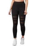 BLINKIN Women's Sports Tights & Leggings for Women with Mesh Insert : Ideal Gym Wear for Women Active Wear, Yoga & Fitness - The Ultimate Gym Pants for Women Workout (5001, Black,Size_M)