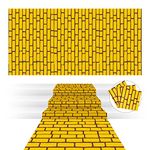 Chuangdi 4.5 x 9 Feet Yellow Brick Road Runner Novelty Aisle Floor Runner Brick Wall Backdrop, Princess Decor Party Supplies for Halloween Cosplay Party (3 Pcs)