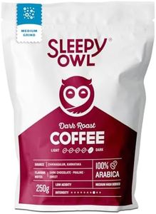 Sleepy Owl Dark Roast Ground Coffee for Pour Over | 100% Arabica | Medium Grind Coffee | Also Suitable for Aeropress, Drip machine | 250g | Sourced From Chikmagalur