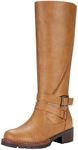 Jeossy Women’s 9659 Knee High Boots, Elastic Band Casual Tall Riding Boots, Camel, Size 9 US-with Side Zipper (DJY9659 Camel 09)