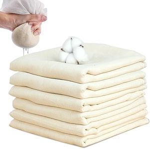 6 Piezas Telas Filtrantes Reutilizable, Paños de Muselina para Cocinar, Paños de Queso para Colar, Suave Algodón sin Blanquear Gasa para Hornear Vapor Filtrar Vino Zumo, 50 x 50 cm
