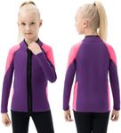 Intboss Wetsuit Top for Kids 3mm Wet Suit Jacket for Girls Keep Warm in Cold Water 3mm Kids Neoprene Jacket Top for Size 6-14 Youth Baby Toddler Girls Swimming Snorkeling Scuba Diving Top Girls