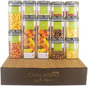 Chaukoko Air-tight Food Storage Container Set - Kitchen & Pantry Organisation - BPA Free Plastic Food Containers - Chalkborad Lables - Air-tight Locking Lid