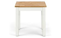 Julian Bowen Coxmoor Lamp Table, Ivory, Lacquered Solid Oil Finish, White/Oak, Height: 48, Width: 50, Depth: 50cm