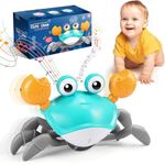 Crawling Crab Baby Toy, Exssary Tummy Time Baby Toys 6-12 Months 1 2 3 Year Old Boy Girl Gifts Sensory Toys for Babies Toddler Christmas Birthday Gifts Walking Crab Adjustable Speed & Sound Green