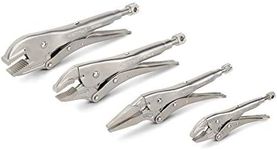 TEKTON Locking Pliers Set, 4-Piece (Straight Jaw, Curved Jaw, Long Nose) | PLK99902