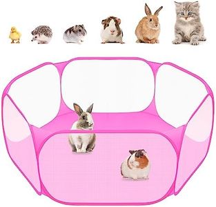 Small Animals C&C Cage Tent, Breathable & Transparent Pet Playpen Pop Open Outdoor/Indoor Exercise Fence, Portable Yard Fence for Guinea Pig, Rabbits, Hamster, Chinchillas and Hedgehogs