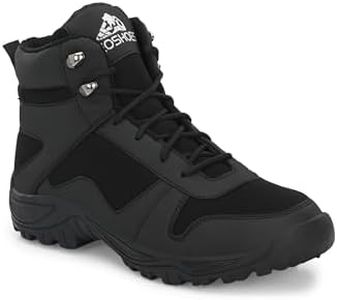 Leo's Fitness Shoes Outdoor Waterproof Boots for Men for Trekking, Hiking & Other Outdoor Activities, Black, 7 UK