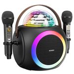 Karaoke Machine for Adults and Kids, Portable Bluetooth speaker with 2 UHF Wireless Microphones PA system with Disco Ball, LED Lights, for Home Party, Wedding,Church,Picnic, Outdoor/Indoor