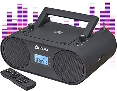 KLIM Boombox B4 CD Player Portable Audio System - New - AM/FM Radio with CD Player MP3 Bluetooth AUX USB - Wired & Wireless Mode Rechargeable Battery - Remote Control Autosleep Digital EQ