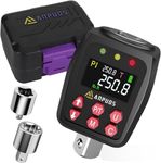 ANPUDS 1/2" Digital Torque Adapter, 12.5-250.8 Ft-lb/17-340 Nm, Digital Torque Wrench Converter with ±1% Accuracy, Preset Value, Data Storage, Buzzer & LED Indicators, 3/8'' & 1/4'' Adapters for Car