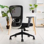 INNOWIN Jazz Office Chair, Mid Back Mesh Ergonomic Home Office Desk Chair with 2D Adjustable Armrests & Lumbar Support, Multi-Tilt Lock Mechanism & Nylon Fiber Base (Black)