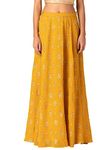 Indya Georgette Mustard Yellow Floral Print Kalidar Lehenga Skirt