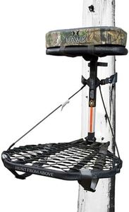 Hawk COMBAT Durable Compact Steel Tree Stand with 21 by 27 Inch Platform, Adjustable Seat and Full Body Safety Harness for Outdoor Hunting