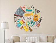 Heaven Decors Musical Instruments Music Lover Wall Sticker (Ideal Size on Wall: 65 cm x 63 cm),Multicolour