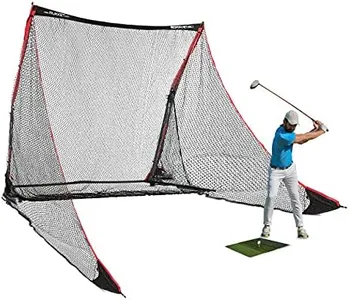 Rukket SPDR 4pc Golf Practice Bundle, Professional Grade 10x7ft Driving Net, Tri-Turf Hitting Mat, Barrier Protective Wings, Carry Bag, Portable Indoor and Outdoor at Home & Residential