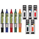 Refillable Dry Erase Markers, Pilot BeGreen V Board Master Assorted Colors, 5-Pack With 1 Refill For Each Marker