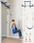 Gym1 4-Piece Doorway Swing Set Includes Sensory Swing for Kids, Indoor Pull Up Bar for Adults, Rings for Grip Power, Agility Ladder, Holds Up to 300 Lbs