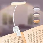 Gritin 19 LED Book Light, Reading Light Book Lamp for Reading at Night with Memory Function, 3 Eye-Protecting Modes -Stepless Dimming, Long Battery Life, 360° Flexible Book Light for Bed,Tablet-White