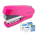 Rapesco 1468 Luna Less Effort Stapler with 2000 Staples, 50 Sheet Capacity, Hot Pink