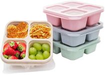 Luriseminger 4 Pack Bento Lunch Box，4 Compartment Snack Containers，Divided Bento Snack Box，Meal Prep Containers Kids/Toddle/Adults,Food Storage Containers for School, Work and Travel