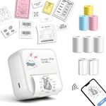 SEZNIK Mini Printer, Wireless Monochrome Home Printers, Thermal, Bluetooth, Portable Pocket Printer, Compatible with Android, iOS Mobile. 1 Year Warranty(Minix-White)