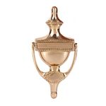 SKANDH Georgian 6" Inch Solid Brass Door Knocker, Polished Brass Lacquered