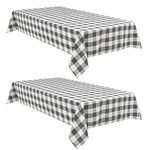 Hiasan Checkered Tablecloth Waterproof, 2 Pack, 60 x 120 inch - Buffalo Plaid Table Cover Rectangle for Outdoor Picnic / Party / Dining, Grey and White Gingham Pattern